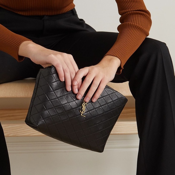 Saint Laurent YSL Quilted Leather Pouch Black - Picture 2 of 7